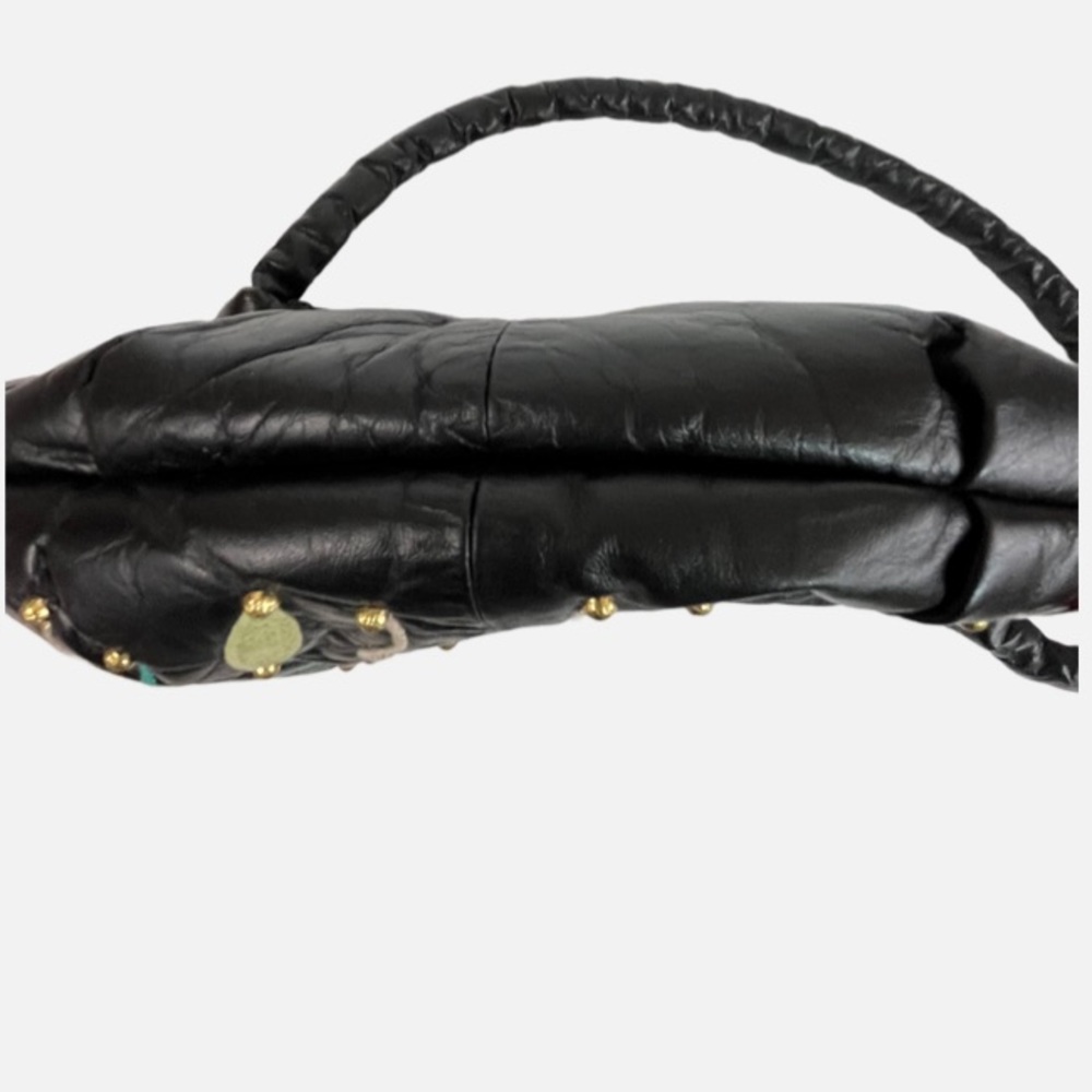 Vintage Black Hobo Bag with Floral Embroidery - Picture 9 of 16